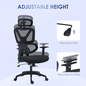 Vinsetto Mesh Office Chair Swivel Desk Chair w/ Adjustable Height Headrest Black - Bert Joseph 