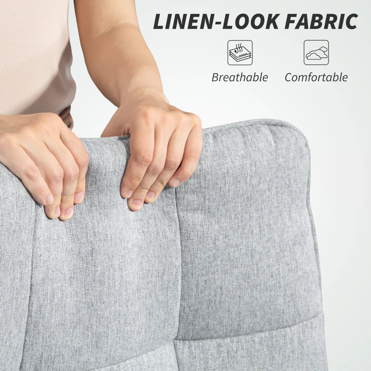 HOMCOM Fabric Office Chair, Computer Desk Chair for Home, Light Grey - Bert Joseph 