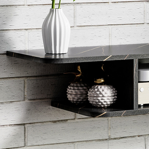 Floating TV Unit Stand Wall Mount Media Console with Storage Shelf, Black