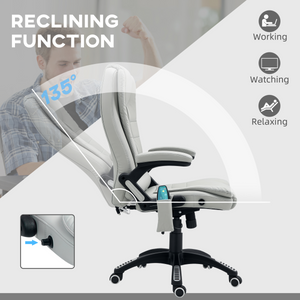 HOMCOM Heated Vibrating Massage Chair with Reclining Function, Light Grey