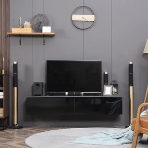Floating TV Unit Stand, Wall Mount Media Console with Storage Cupboards - Bert Joseph 