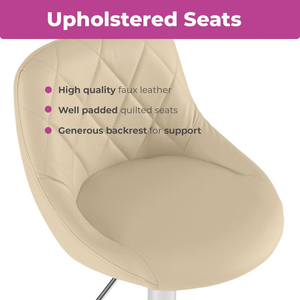 Neo Set of Two Cream Leather Bar Stools