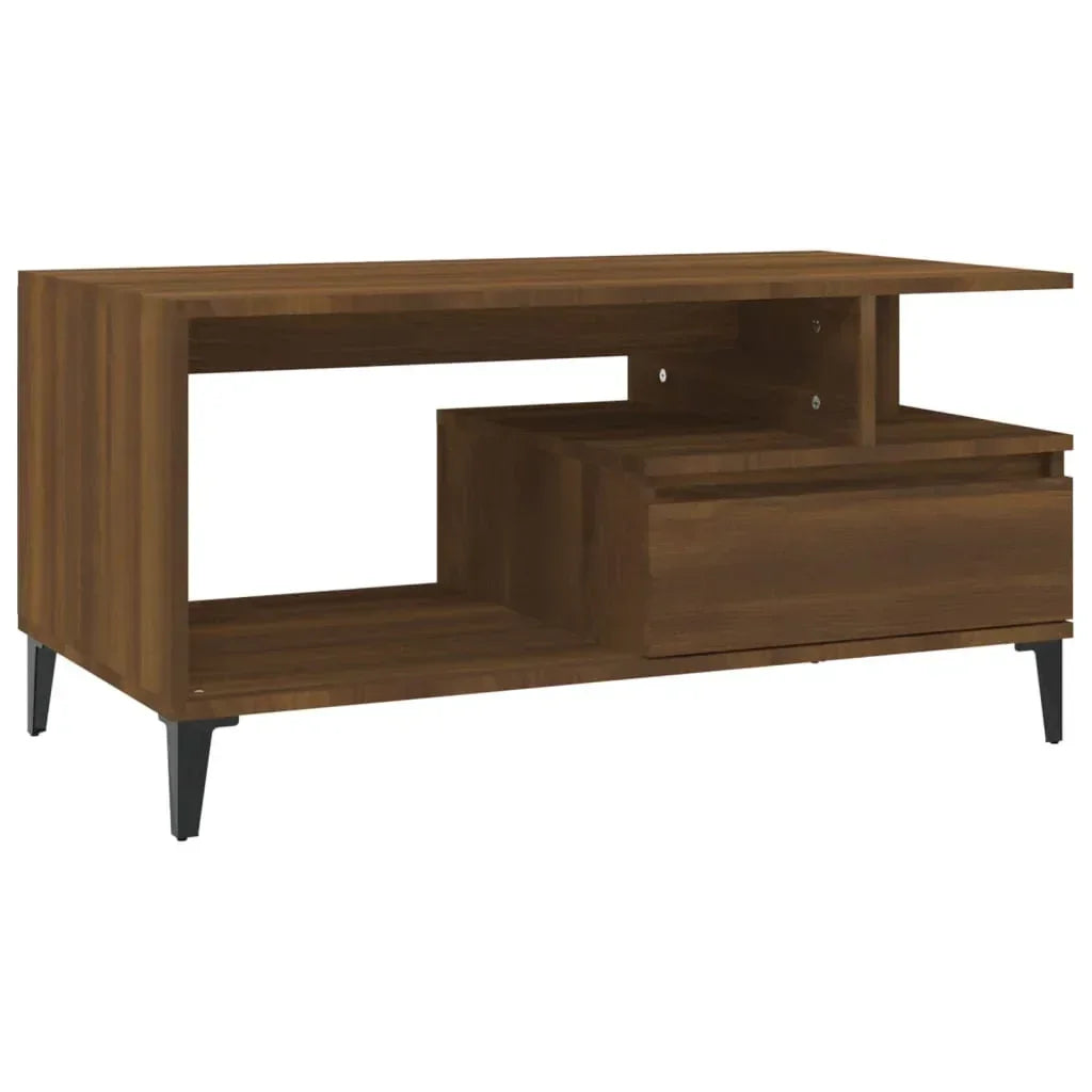 Modern wood TV stand with open shelf, drawer storage, and black legs, Bert Joseph furniture