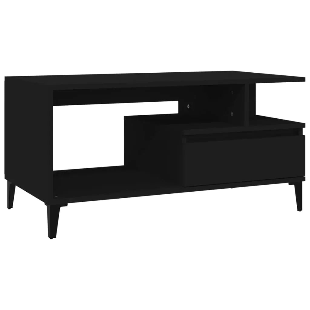 Modern black wooden TV stand with open shelf and drawer, sleek design by Bert Joseph