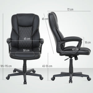 HOMCOM High Back Executive Office Chair with Adjustable Height Arms Black