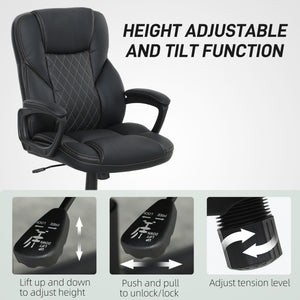 HOMCOM High Back Executive Office Chair with Adjustable Height Arms Black