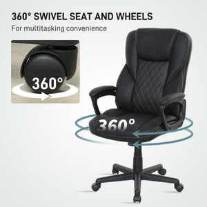 HOMCOM High Back Executive Office Chair with Adjustable Height Arms Black