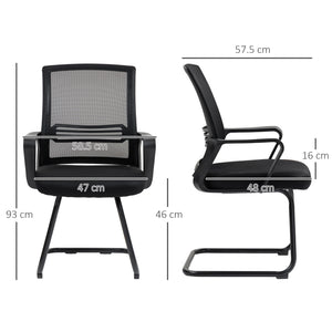 HOMCOM Meeting Office Chair, Mesh Reception Chair with Sled Base, Black
