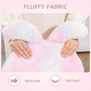 HOMCOM Armless Desk Chair Bunny Vanity Chair with Swivel Wheels Colourful - Bert Joseph 