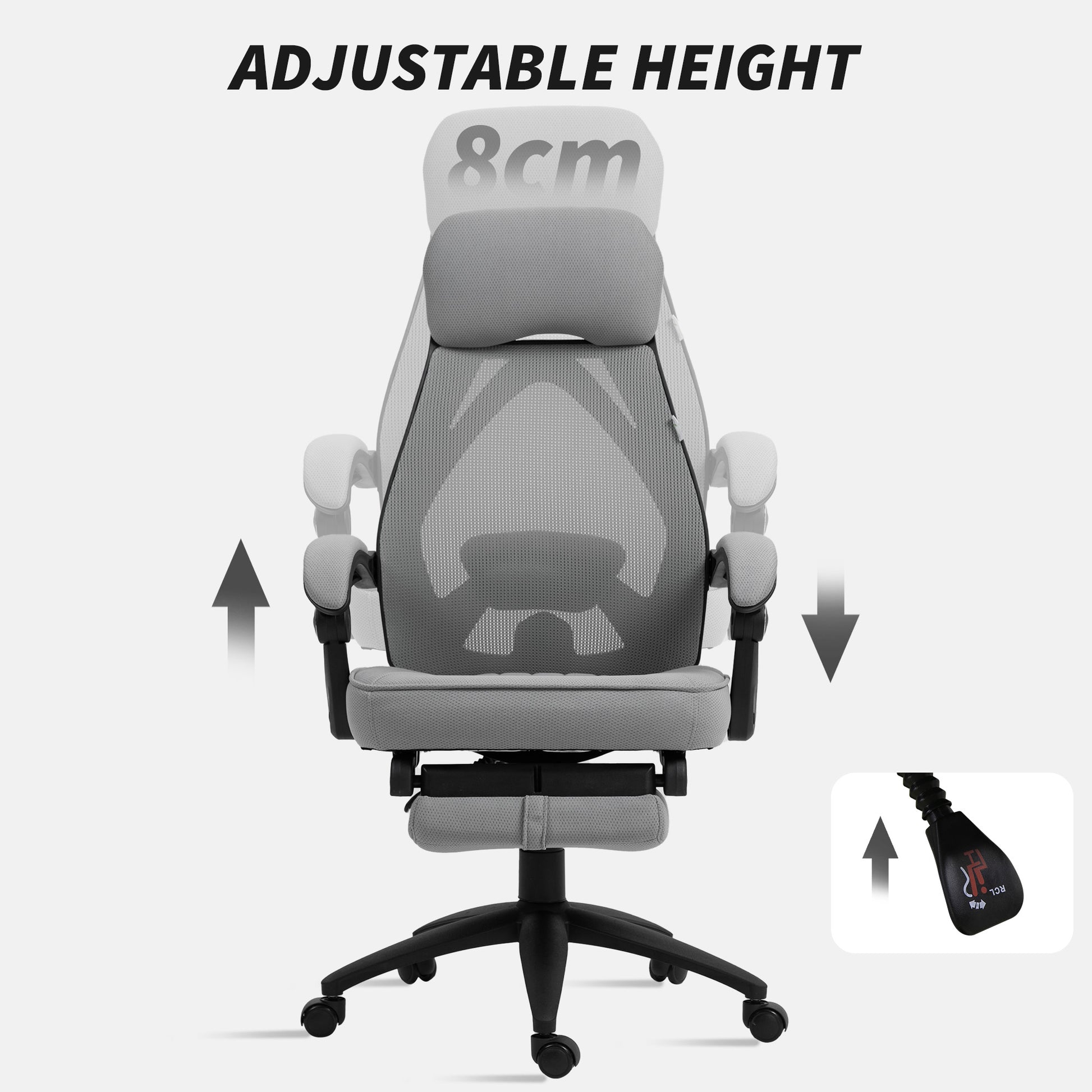 Vinsetto Mesh Swivel Task Chair for Home Office with Footrest Dark Grey