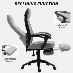 Vinsetto Mesh Swivel Task Chair for Home Office with Footrest Dark Grey