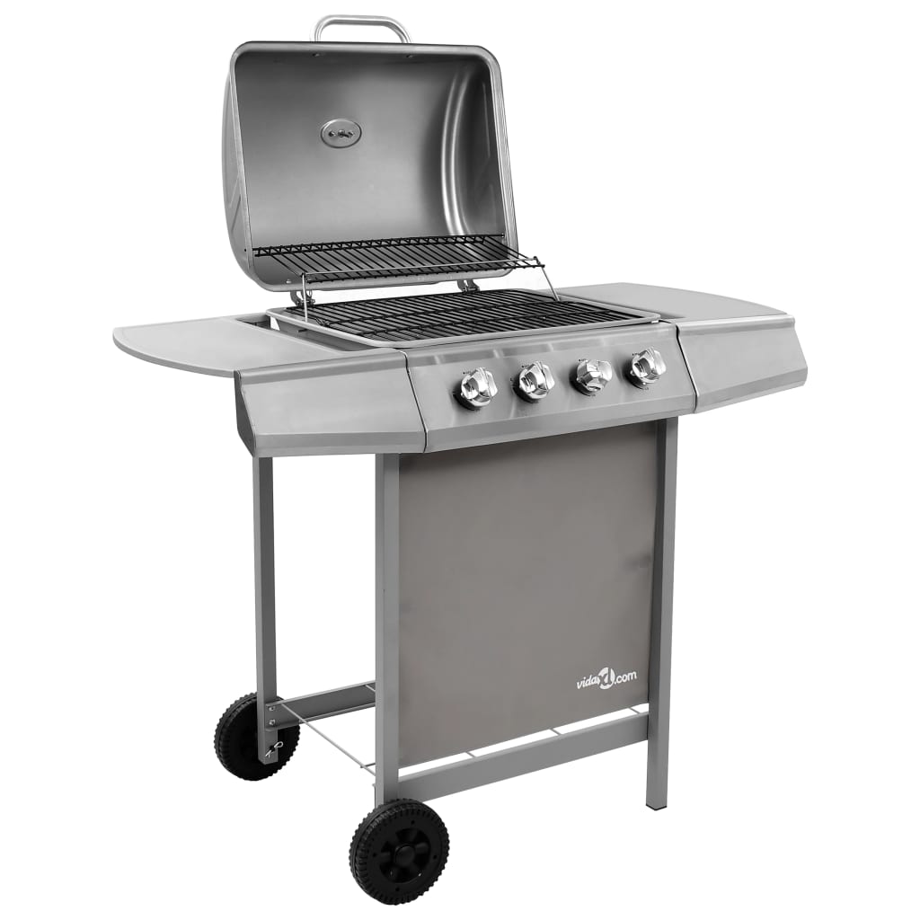 Gas BBQ Grill with 4 Burners Silver