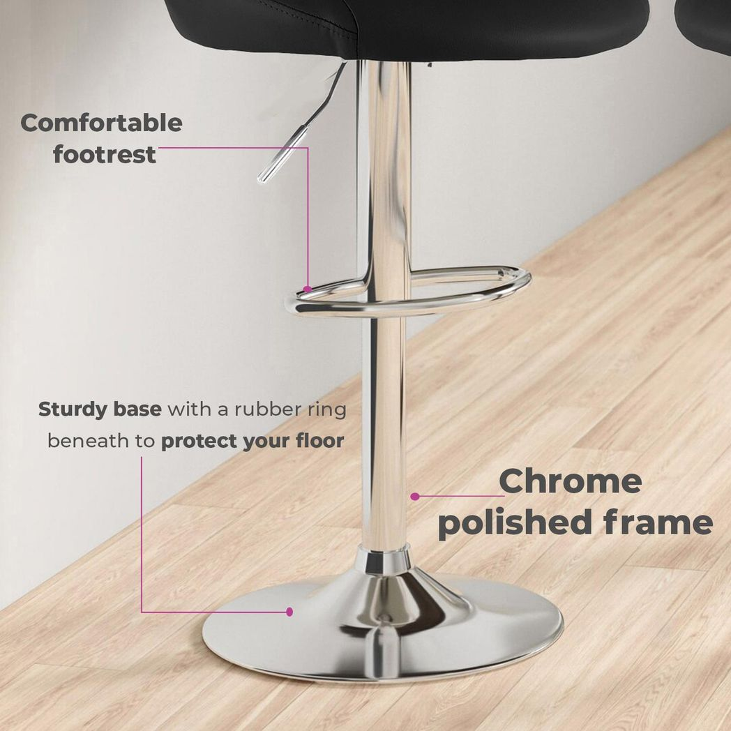 Neo Set of Two Black Leather Bar Stools