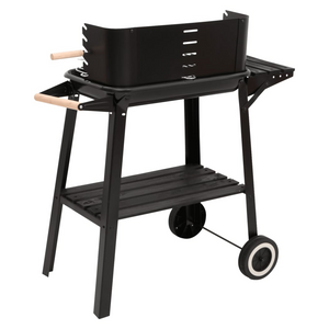 vidaXL Charcoal BBQ Grill with Wheels Black Steel