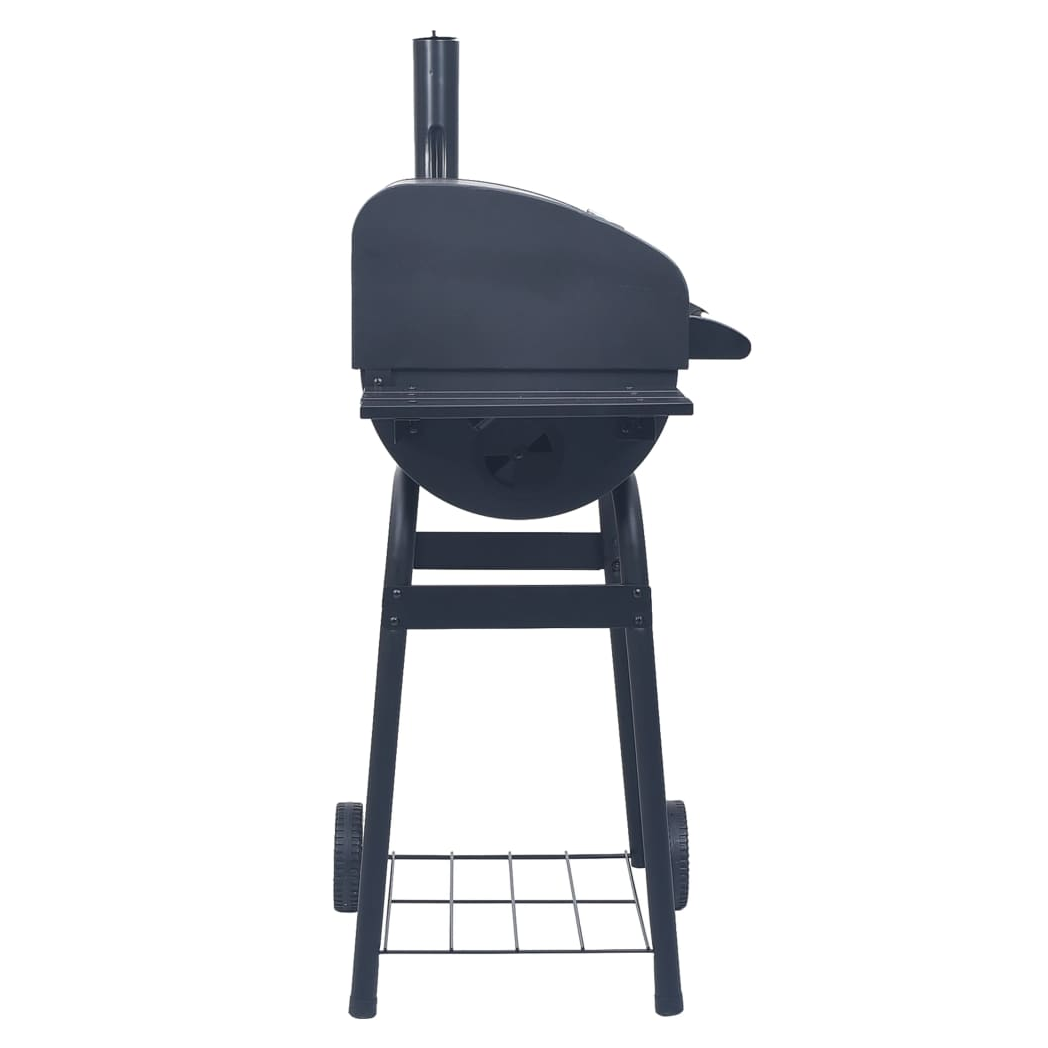 vidaXL Charcoal BBQ Grill Smoker with Bottom Shelf Black