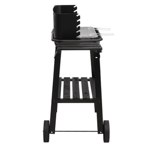 vidaXL Charcoal BBQ Grill with Wheels Black Steel
