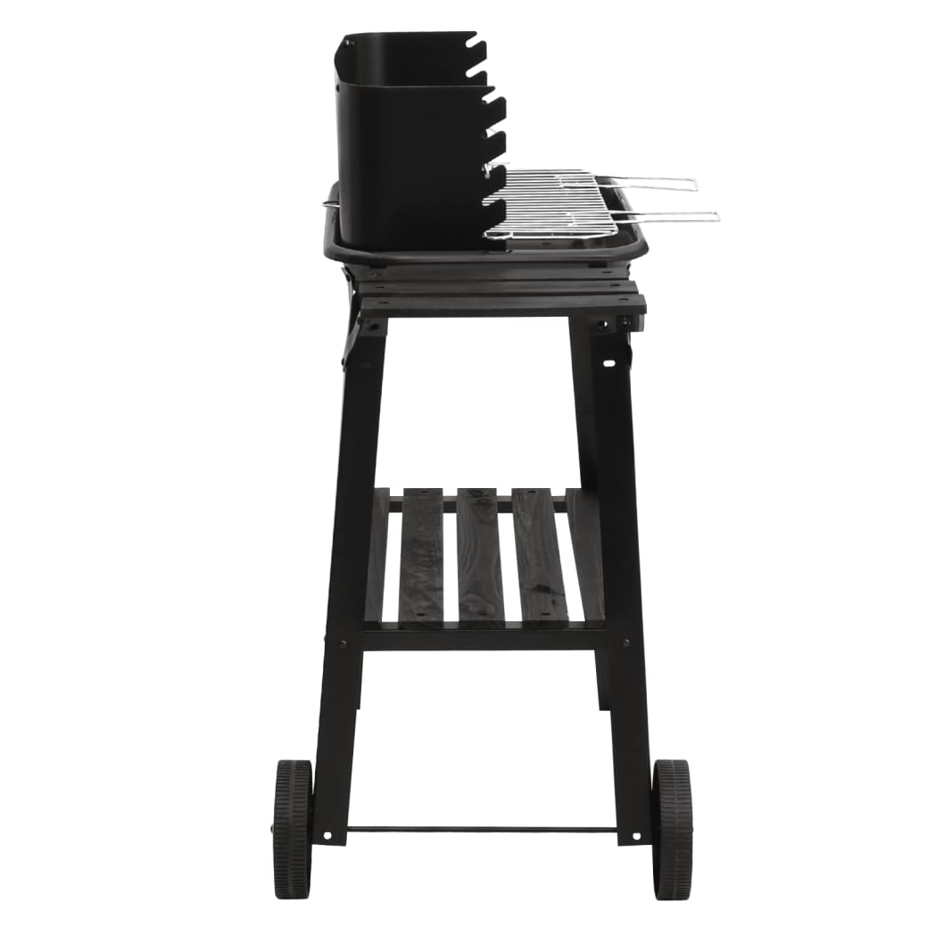 vidaXL Charcoal BBQ Grill with Wheels Black Steel