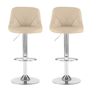 Neo Set of Two Cream Leather Bar Stools