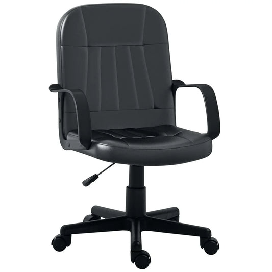 HOMCOM PU Leather Office Chair Swivel  Mid-Back Computer Desk Chair, Black - Bert Joseph 