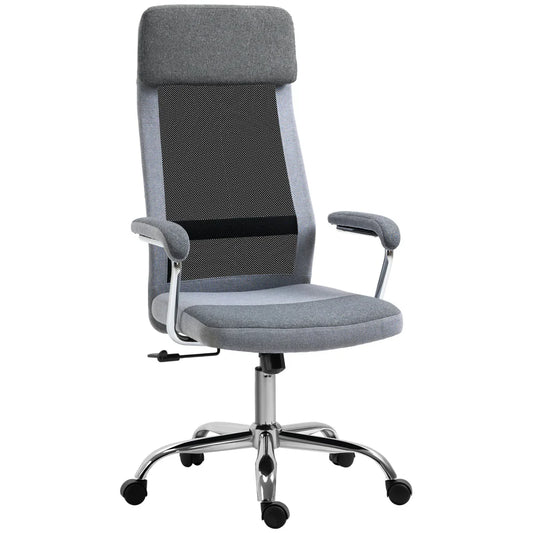 Office Chair Mesh High Back Swivel Task Home Desk Chair w/ Arm, Grey Vinsetto - Bert Joseph 