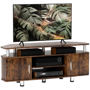 HOMCOM TV Unit Cabinet with Storage Shelves Entertainment Center Rustic Brown