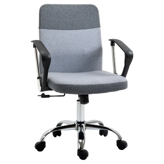 Office Chair Linen Swivel Desk Chair Home Study Rocker w/ Wheel, Grey Vinsetto - Bert Joseph 