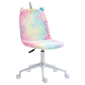 Vinsetto Fluffy Unicorn Office Chair w/ Swivel Wheel, Cute Desk Chair, Rainbow - Bert Joseph 