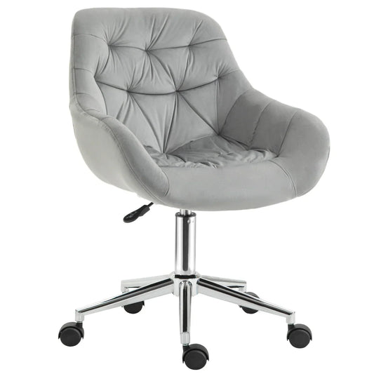 Velvet Home Office Chair Comfy Desk Chair w/ Adjustable Height Armrest Grey - Bert Joseph 