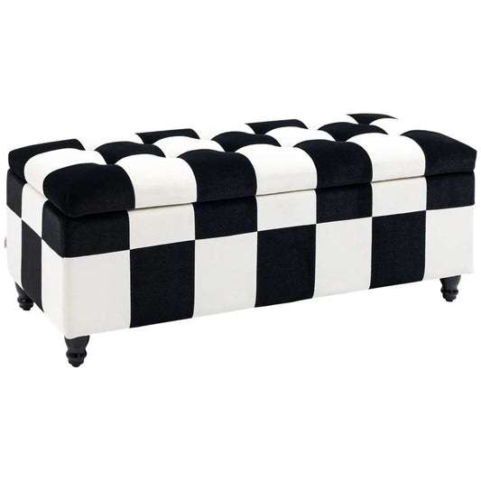 114 x 47 x 47cm Velvet Storage Ottoman, Button-tufted Footstool Box - Bert Joseph 
