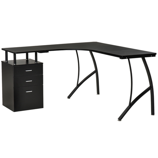 L-Shaped Corner PC Desk Table w/ Drawer Home Office Workstation, Black HOMCOM - Bert Joseph 