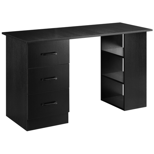 120cm Computer Desk Writing Shelf & Drawers Black - Bert Joseph 