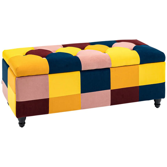 114 x 47 x 47cm Velvet Storage Ottoman, Button-tufted Footstool Box - Bert Joseph 