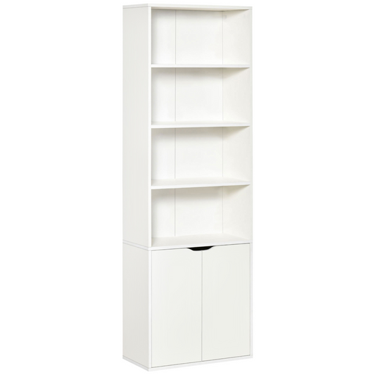 2 Door 4 Shelves Bookcase Wooden Storage Cabinet Display Unit White - Bert Joseph 