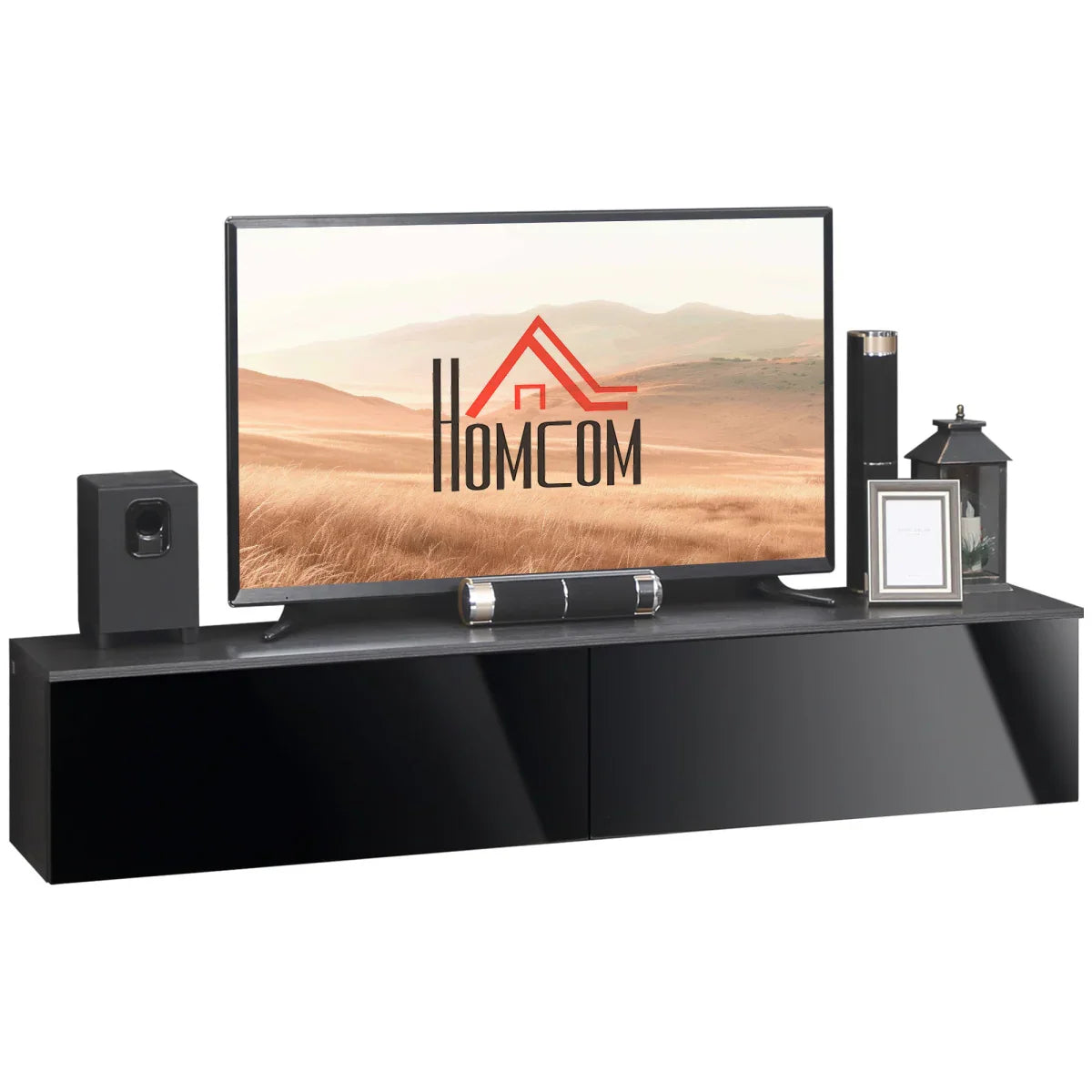 Floating TV Unit Stand, Wall Mount Media Console with Storage Cupboards - Bert Joseph 