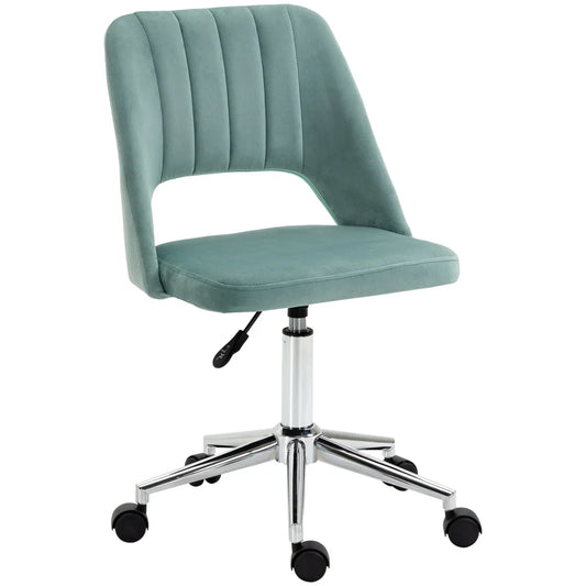 Swivel Office Chair Velvet Fabric Scallop Shape Computer Desk Chair Green - Bert Joseph 