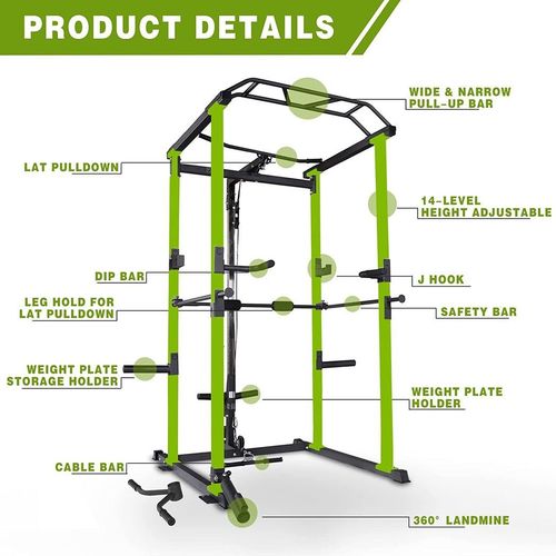 Home Gym sets Multi-functional Power Cage,Home Adjustable Pullup Squat Rack 1000Lbs Capacity Comprehensive Fitness Barbell Rack 4 sets Gym accessories