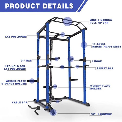 Home Gym sets Multi-functional Power Cage,Home Adjustable Pullup Squat Rack 1000Lbs Capacity Comprehensive Fitness Barbell Rack